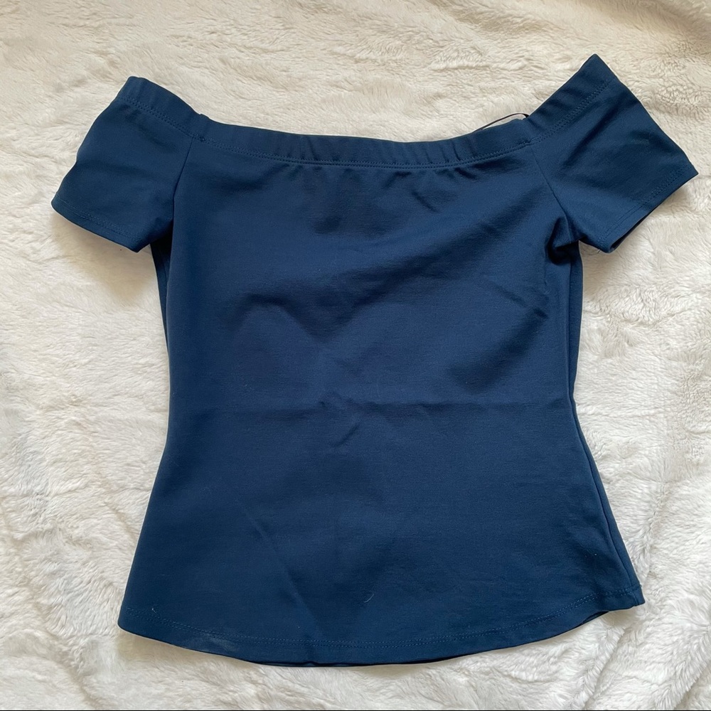 2/$15 NWOT Blue Off-Shoulder Top